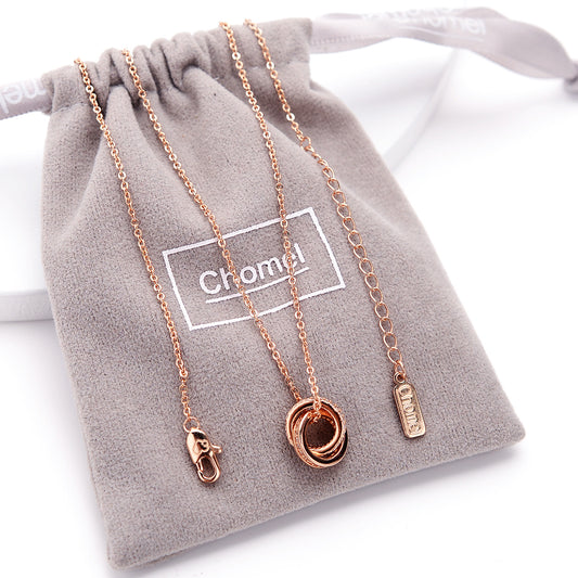 Chomel S925 Silver Double Ring Necklace for Women